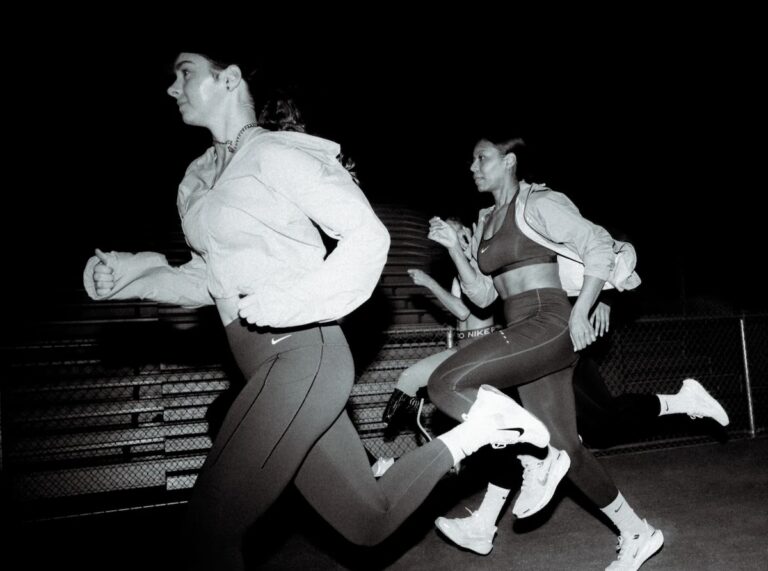 Women running in the dark