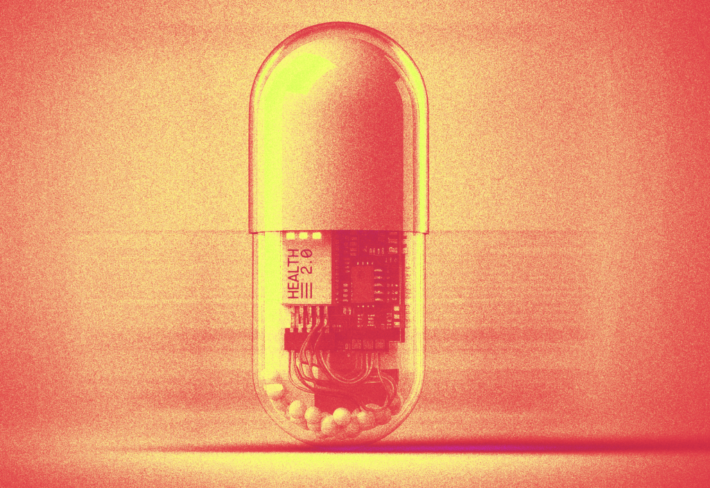 Graphic illustration of an AI pill