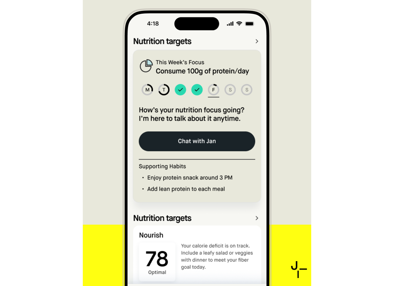 Screenshot of January AI's nutrition feature