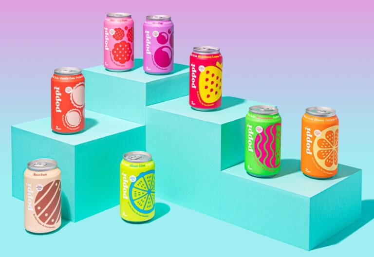 Assorted poppi cans