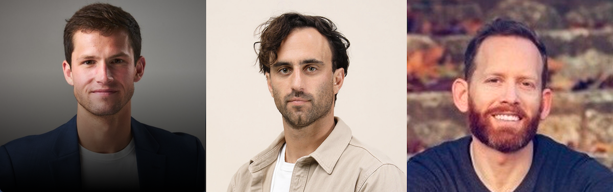 Headshots of the Sett founders: Matt Wan, Justin Allen, Joshua Desabris