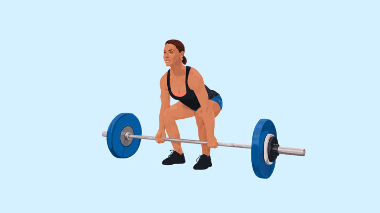 Graphic illustration of a woman preparing to deadlift a barbell