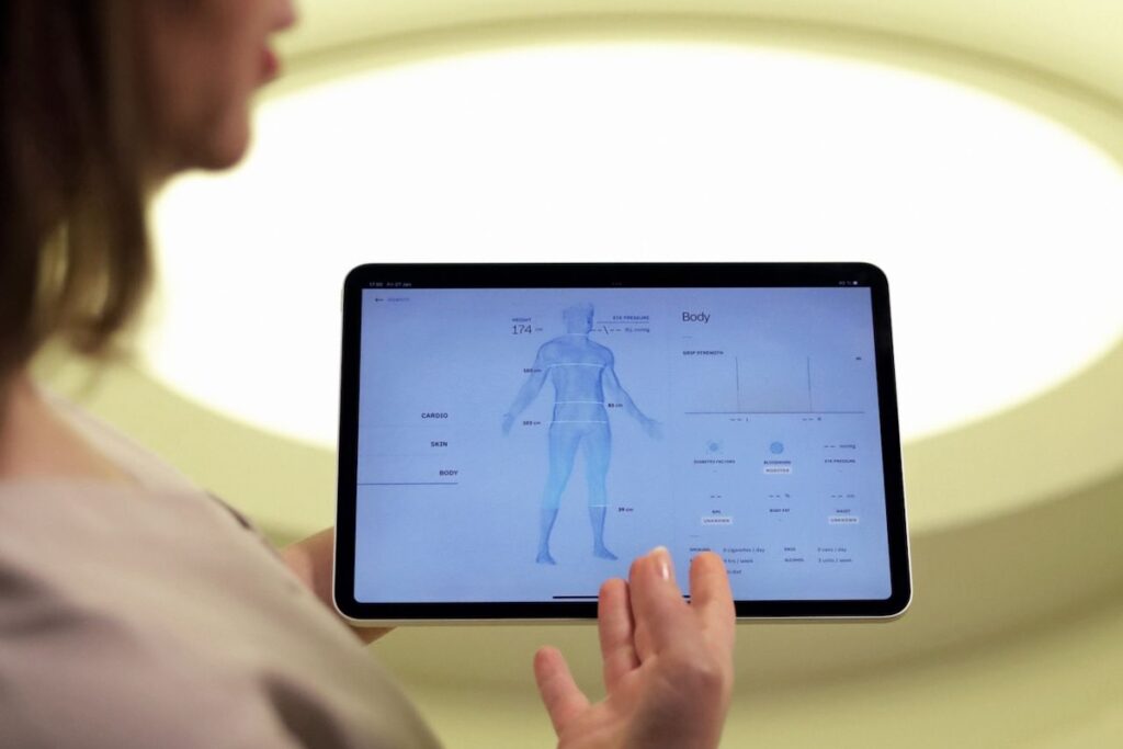 A diagram of a full-body scan on an iPad