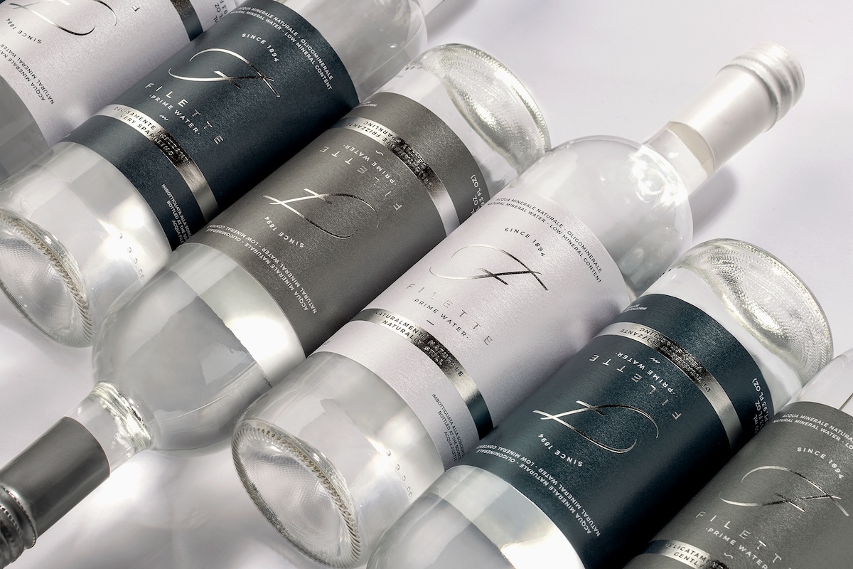 Row of bottles of Filette water