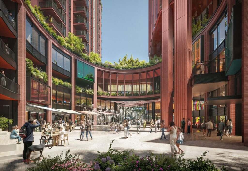 Rendering of The Round, a new wellness district in London