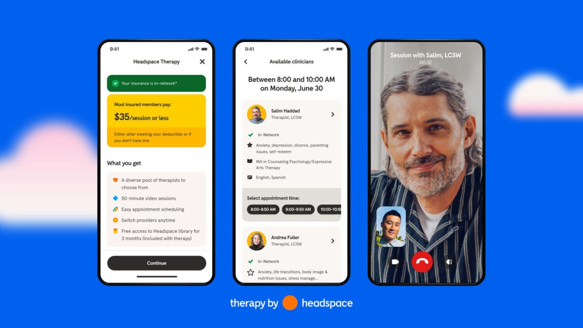 Onboarding experience of Therapy by Headspace