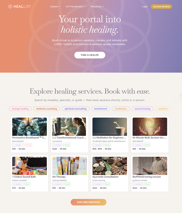 Heallist Debuts Booking Platform 3K+ Holistic Services Worldwide Heallist Debuts Booking Platform 3K+ Holistic Services Worldwide