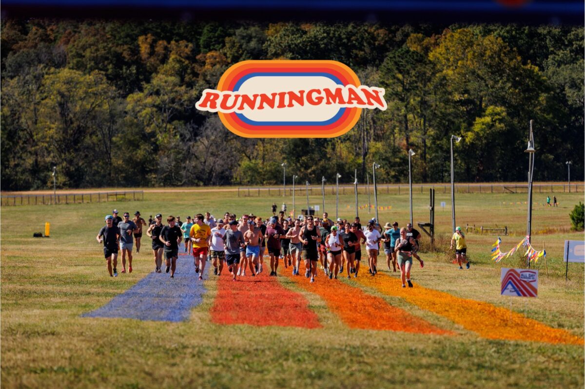 Group of runners at the starting line of a race outdoors