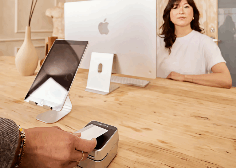 Tap to pay transaction at a spa concierge