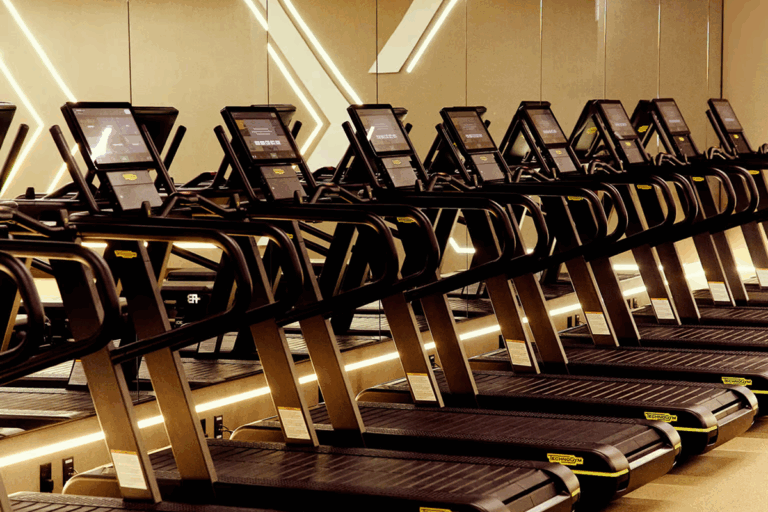 Row of treadmills
