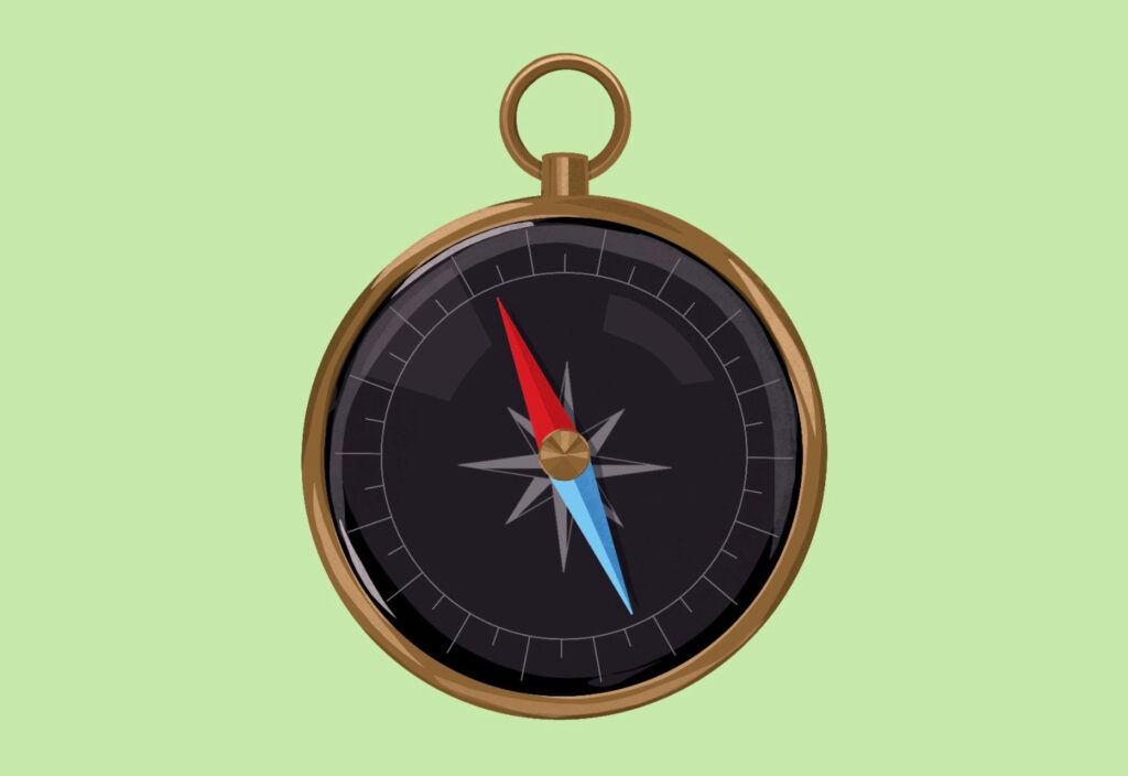 Graphic illustration of a compass