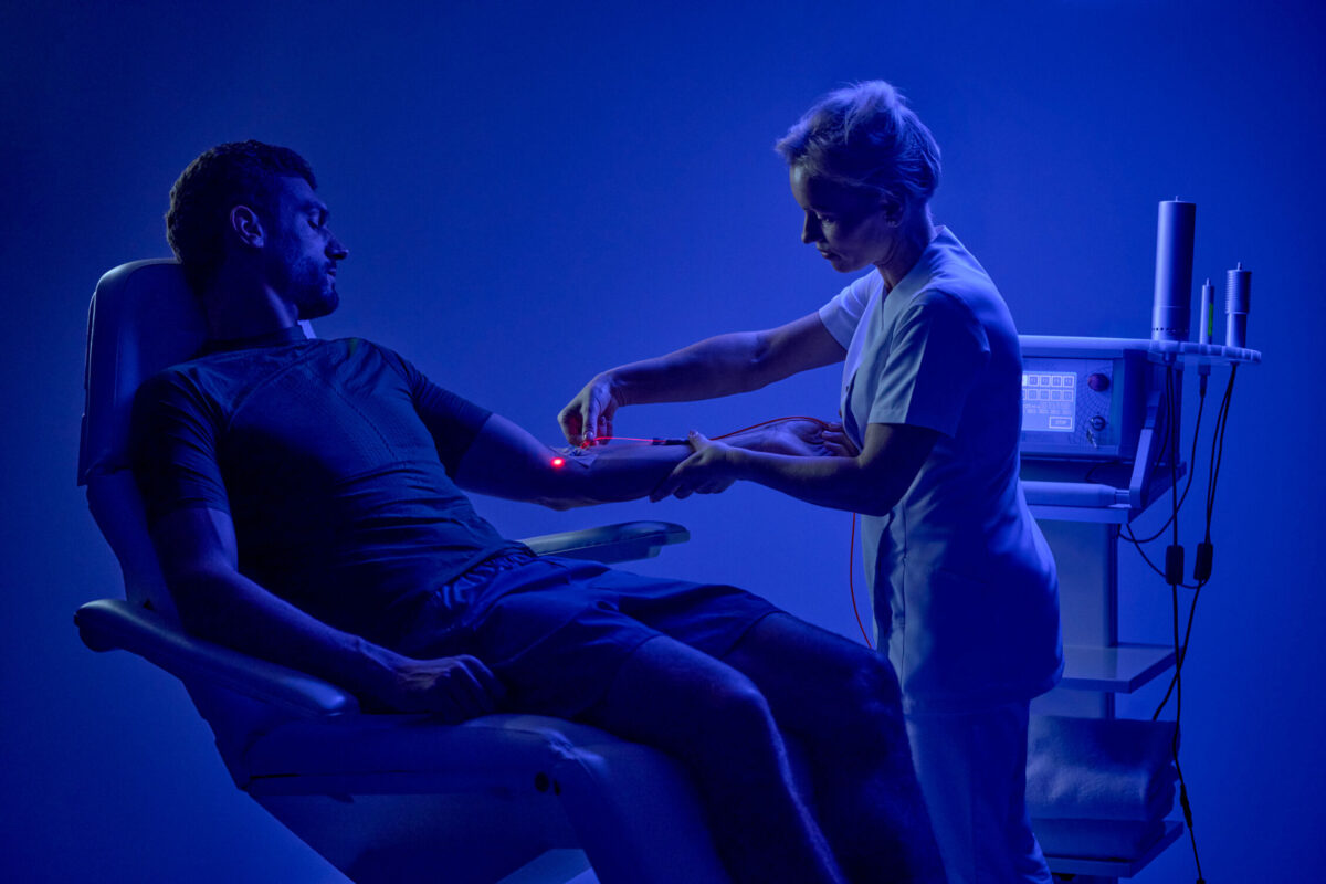 A patient receiving peptides treatment