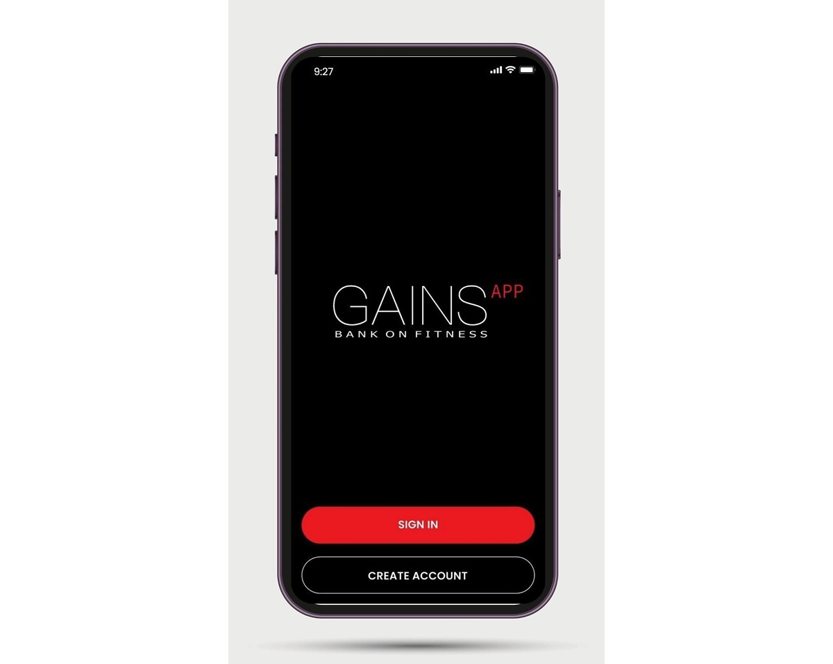 Screenshot of Gains App homepage