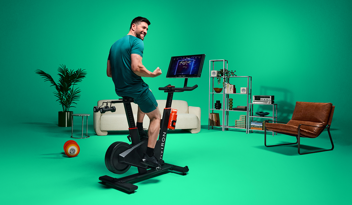 Man on a stationary bike