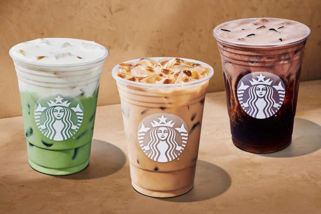 Assorted Starbucks iced beverages