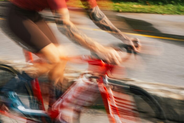 Blurred image of a cyclist