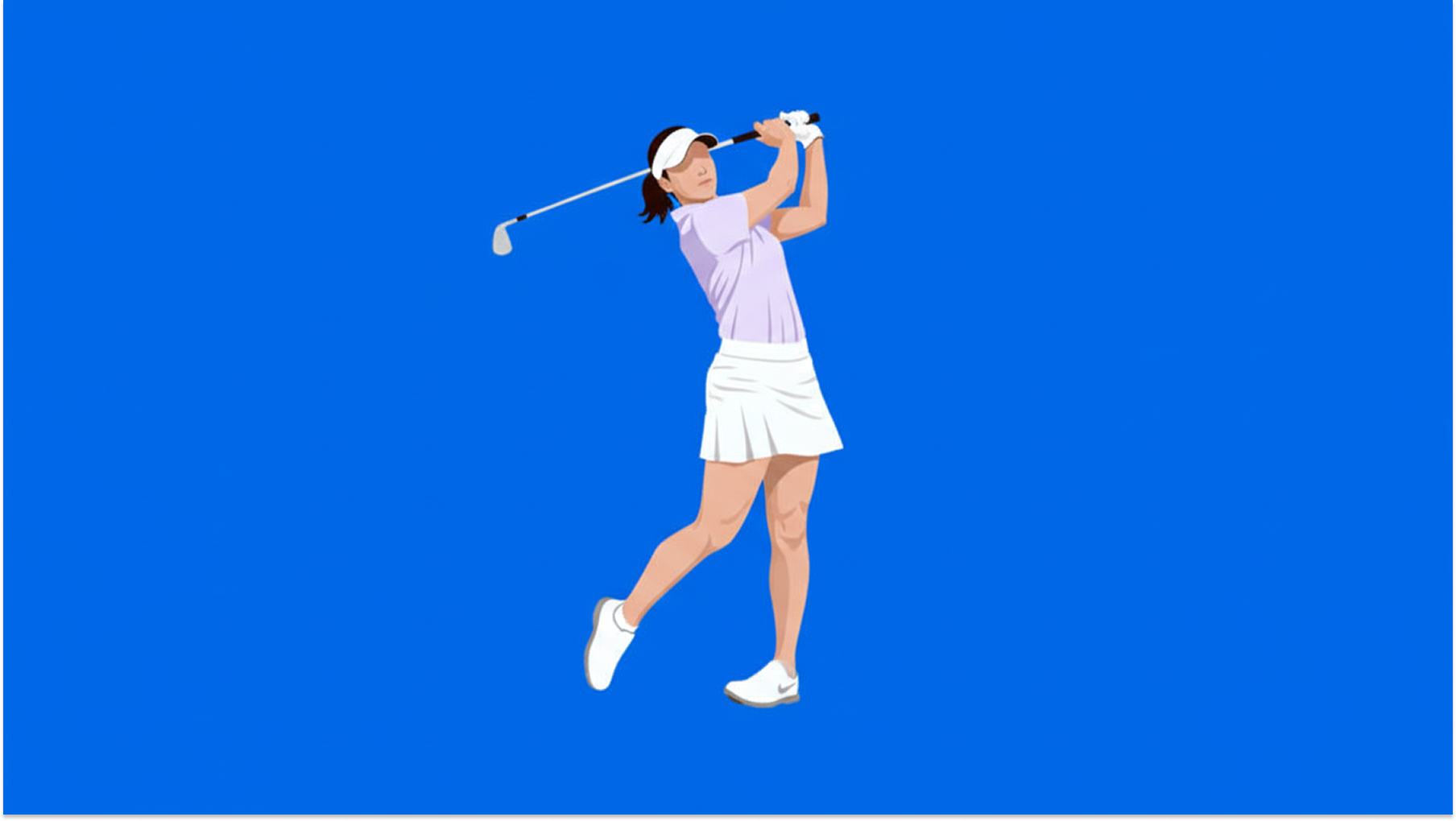 Graphic illustration of woman swinging a golf club
