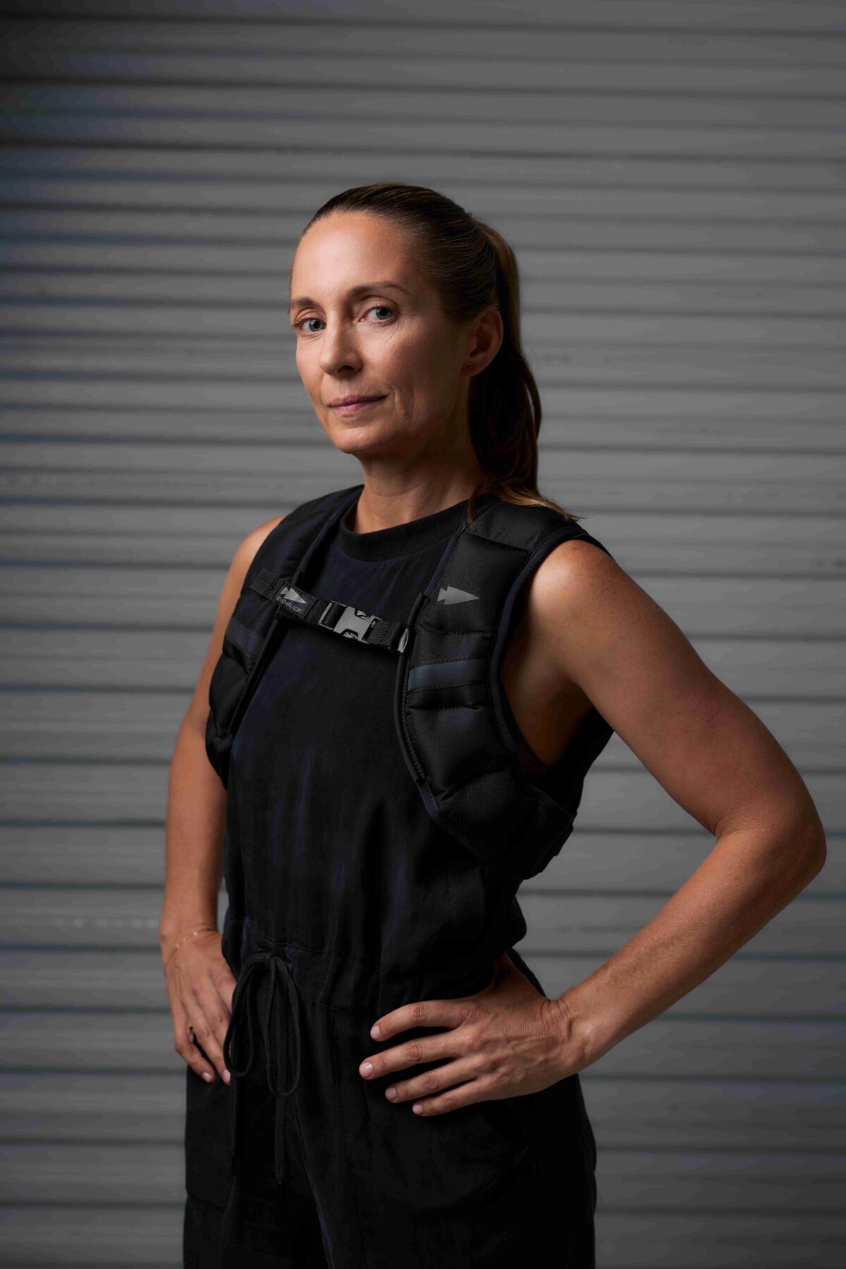 Woman wearing a weighted vest