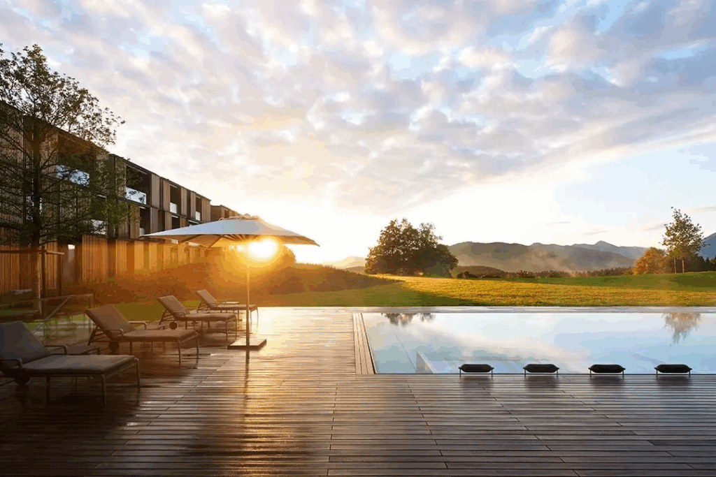 Lanserhof Resort at sunset
