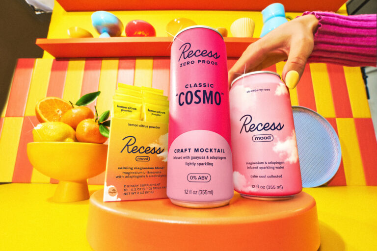 Assorted flavors of Recess canned drinks