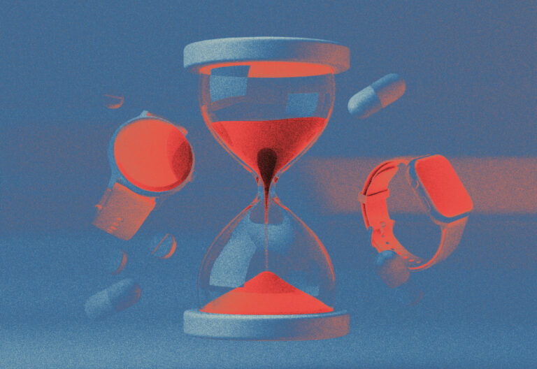 Graphic illustration of an hourglass timer