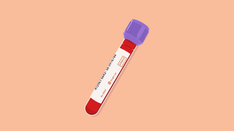 Graphic illustration of a blood vial