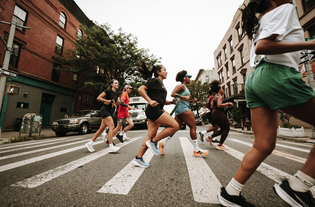 Group of runners in the street