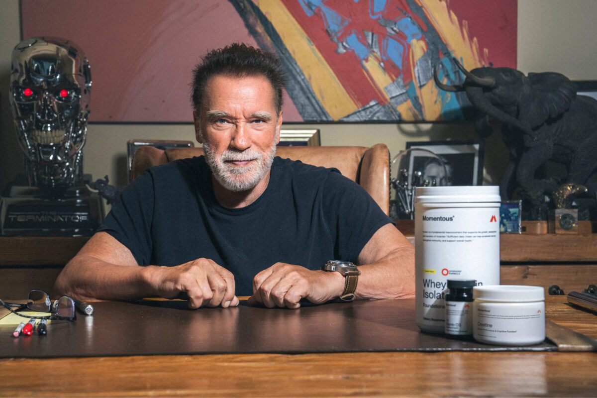 Arnold Schwarzenegger with Momentous supplement stack