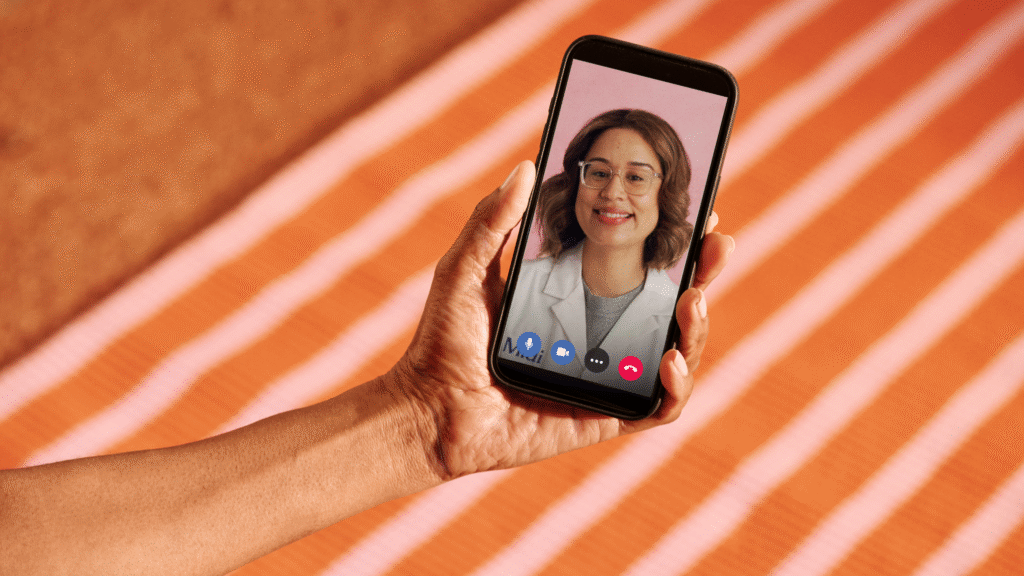 Midi Health provider on a mobile video call