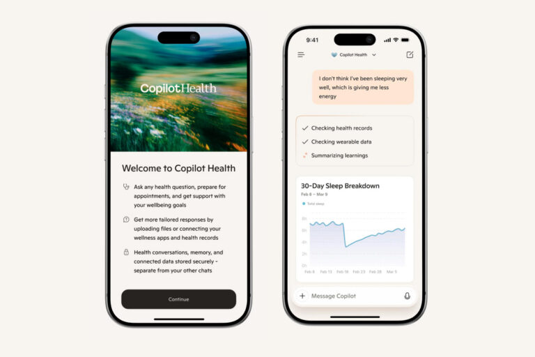 Microsoft Copilot Health on mobile