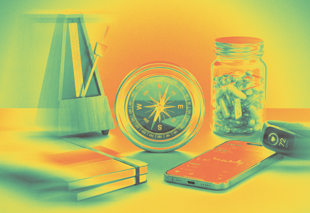 Graphic illustration of health tech items