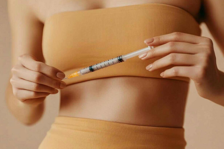 AI-generated picture of a woman holding a syringe
