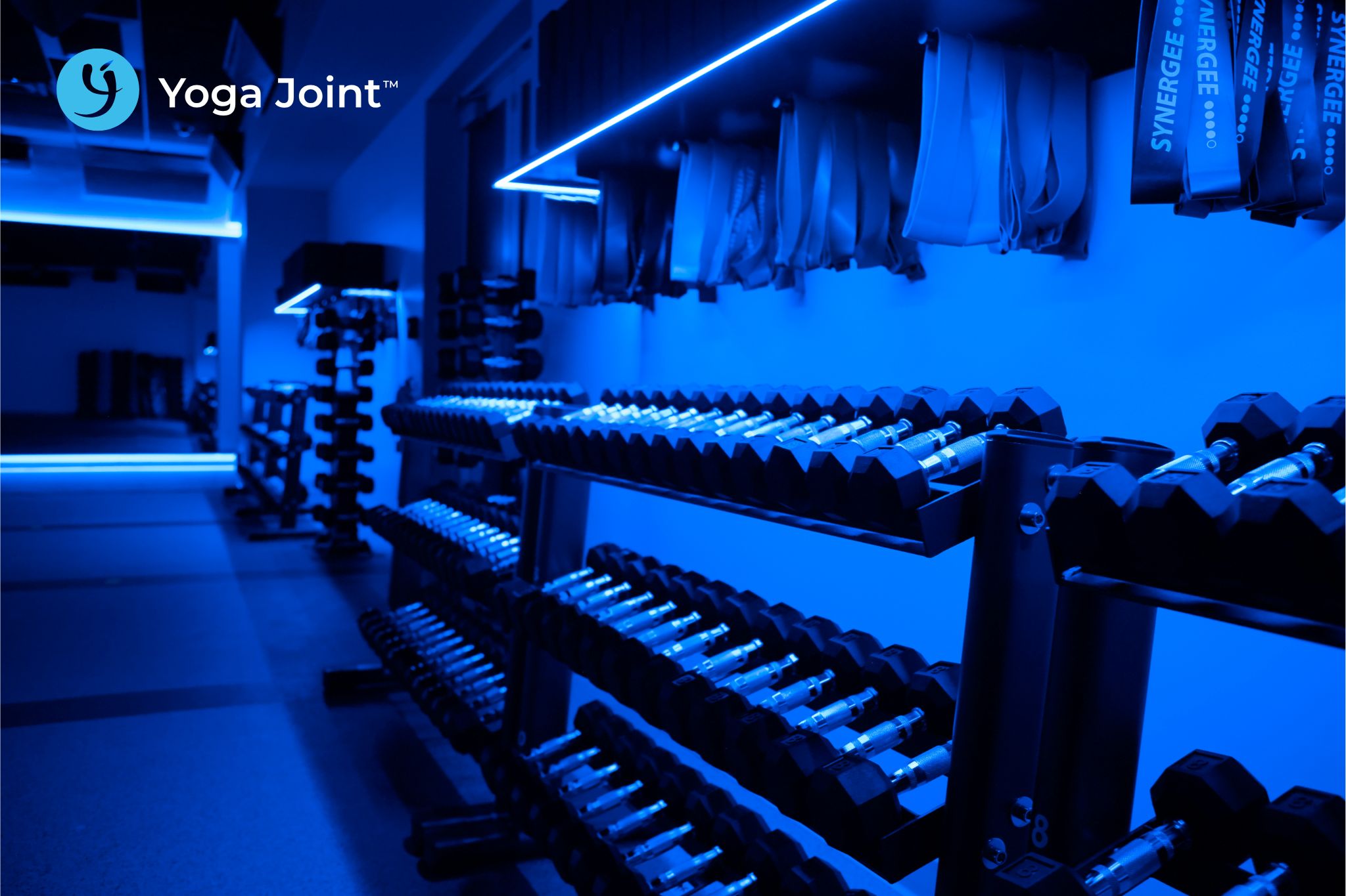 Yoga Joint blue lit dumbbell rack