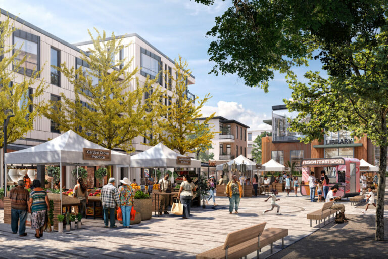 Market plaza rendering from California Forever project