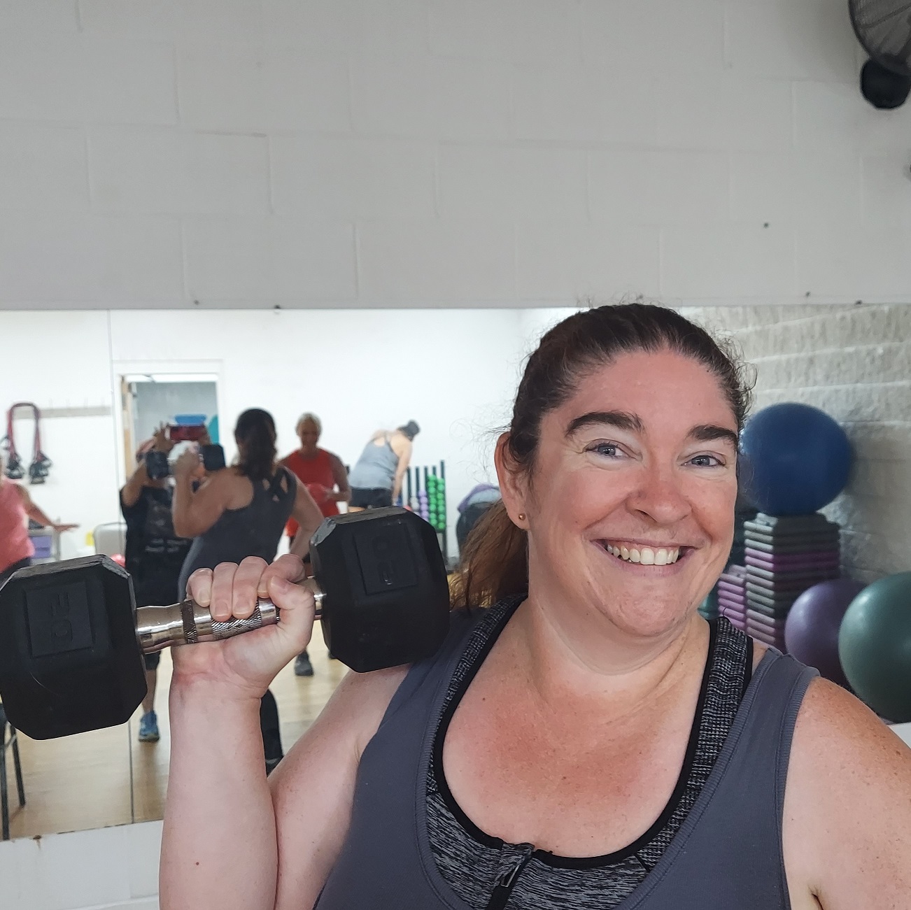 Ashley Grant with a dumbbell