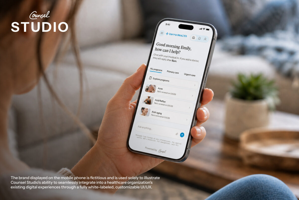 Counsel Studio brings AI-enabled, physician-supervised care directly into existing digital experiences.