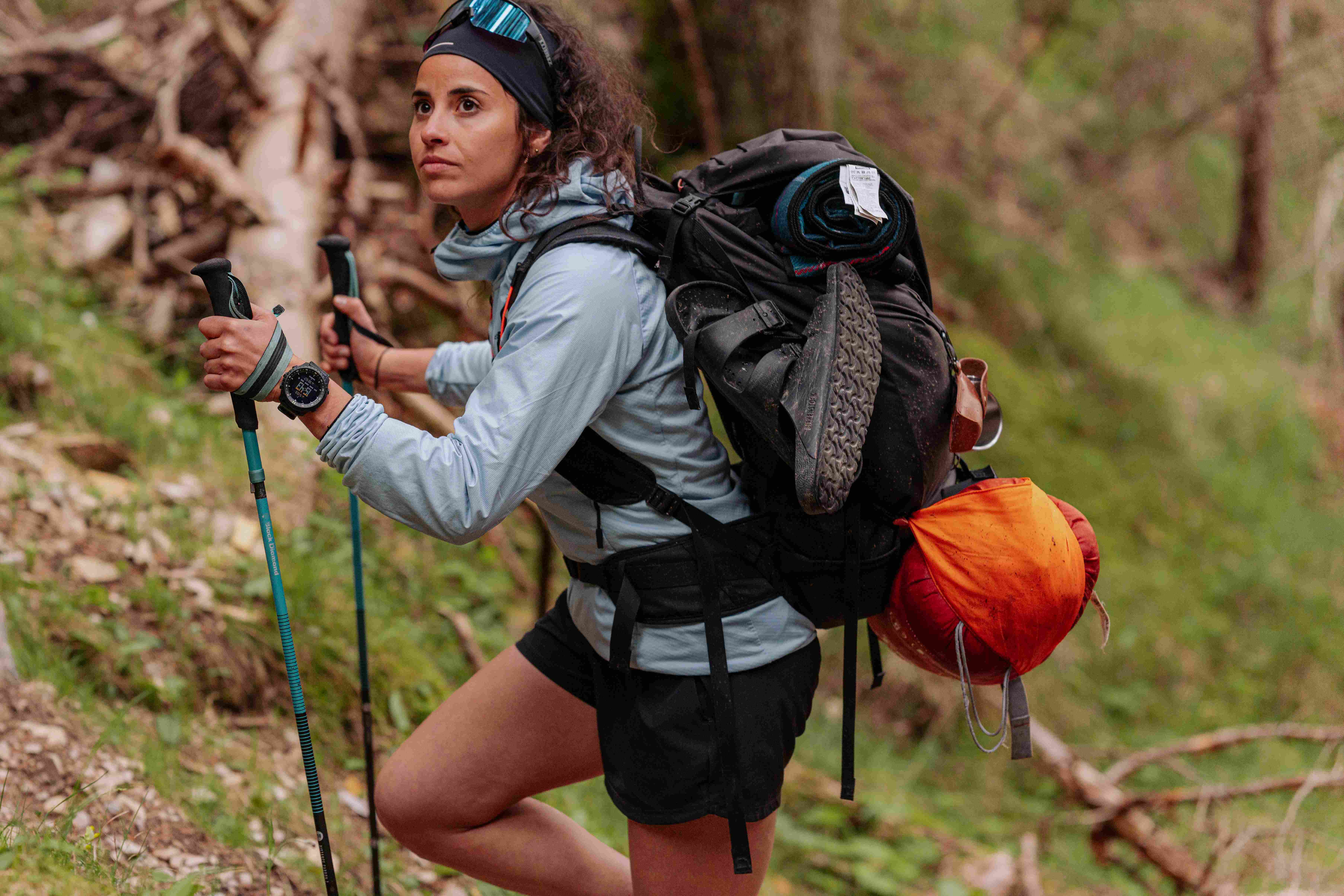 Woman hiking with Suunto Core 2 watch