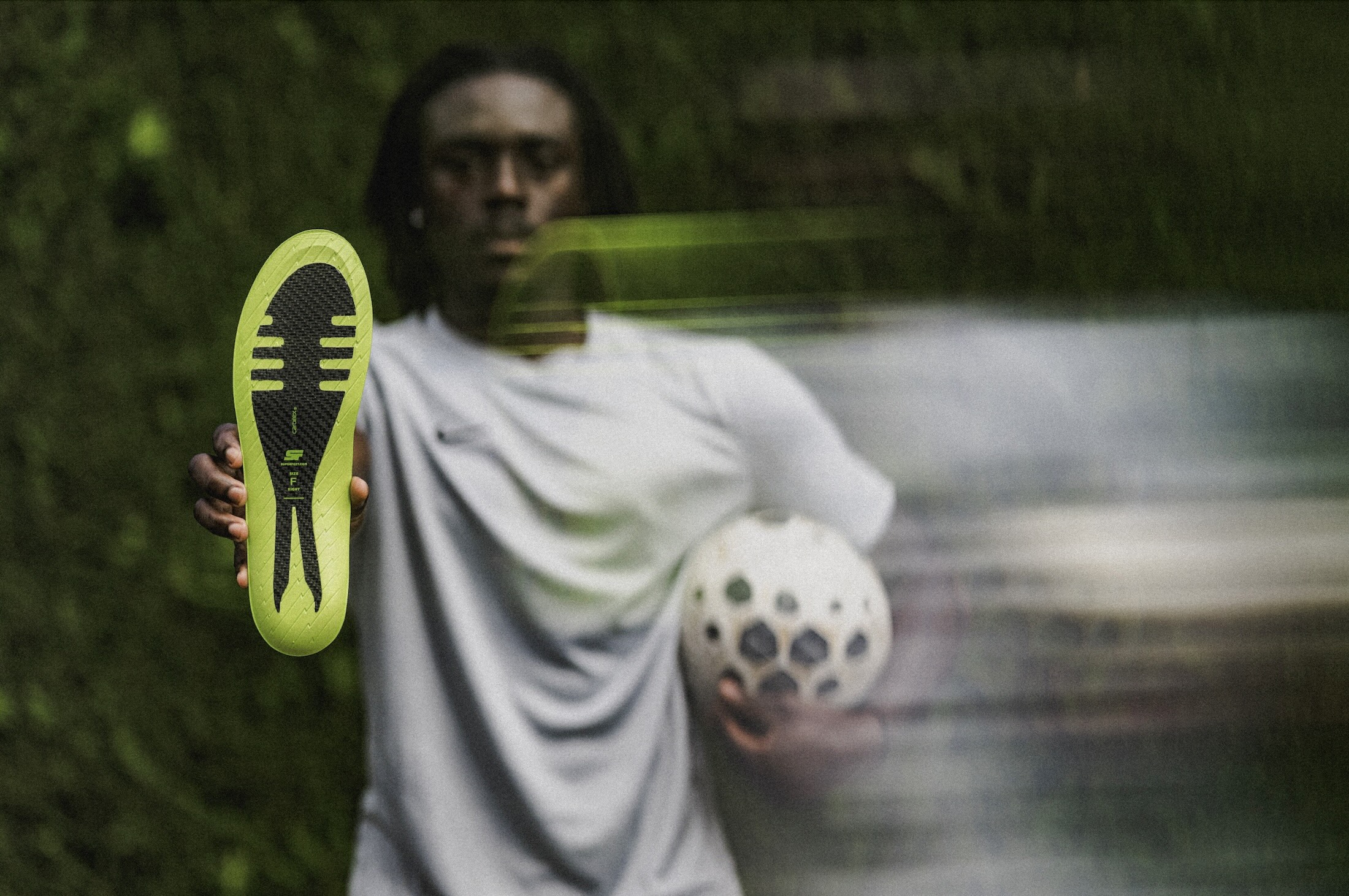 Soccer player with cleats