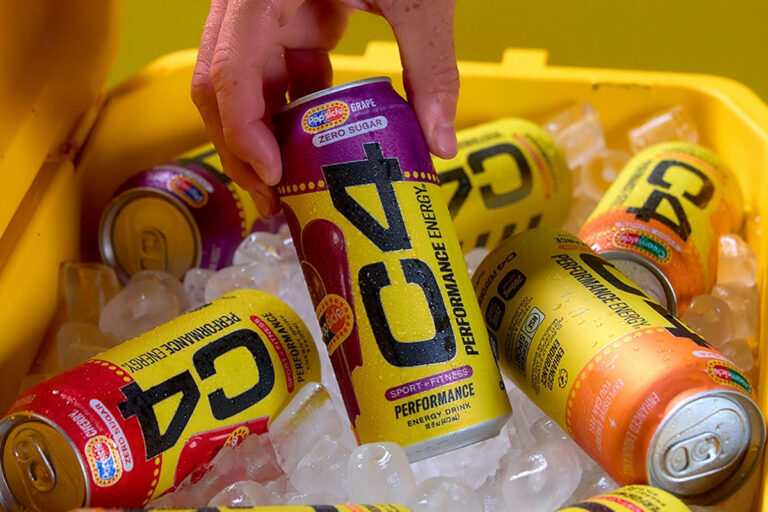 C4 Energy drink cans in a cooler