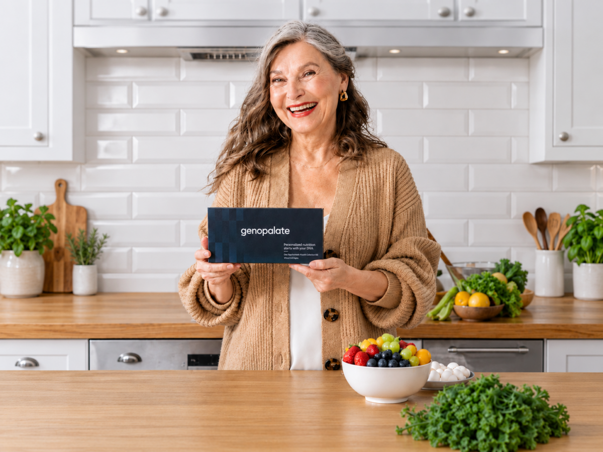Senior woman with GenoPalate kit