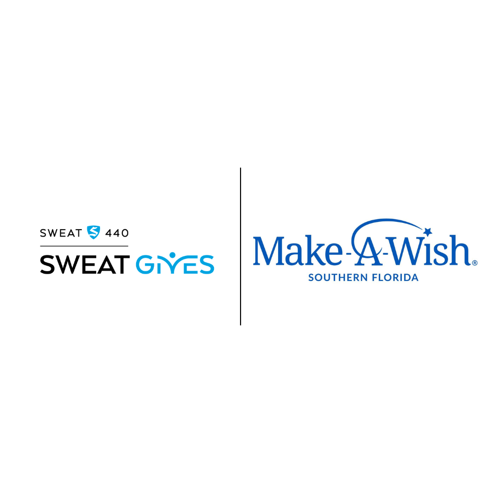 SWEAT GIVES x Make-A-Wish logos