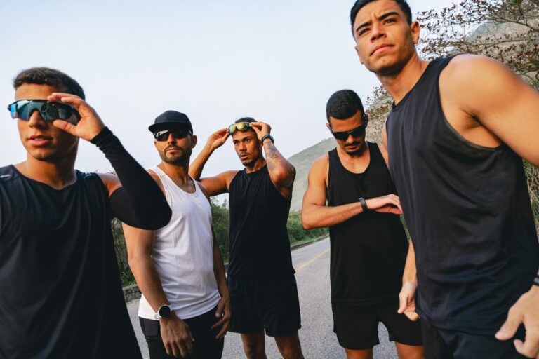 Group of men preparing for a workout
