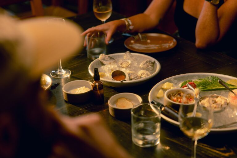 Sharing dishes at a restaurant