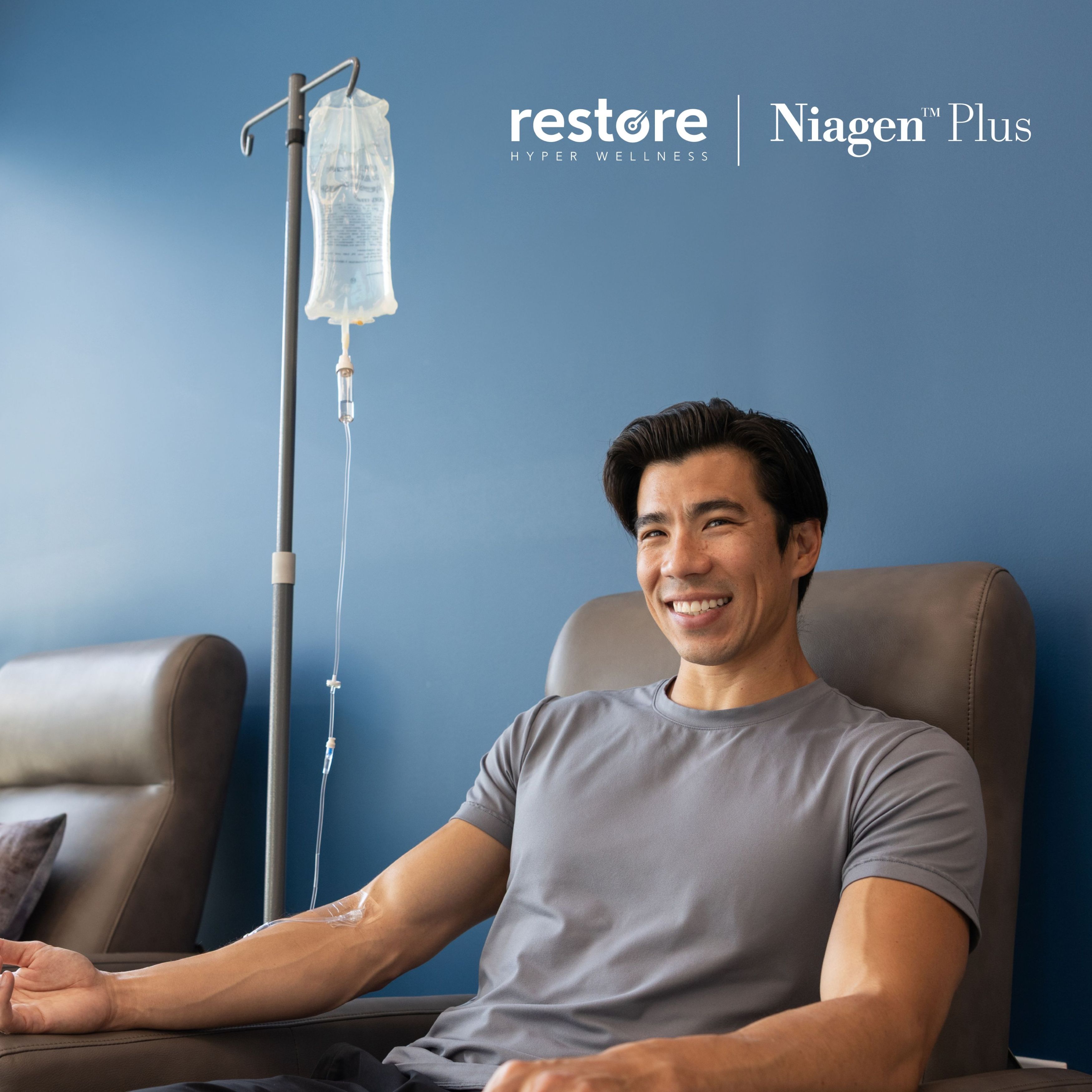Man receiving IV drip therapy