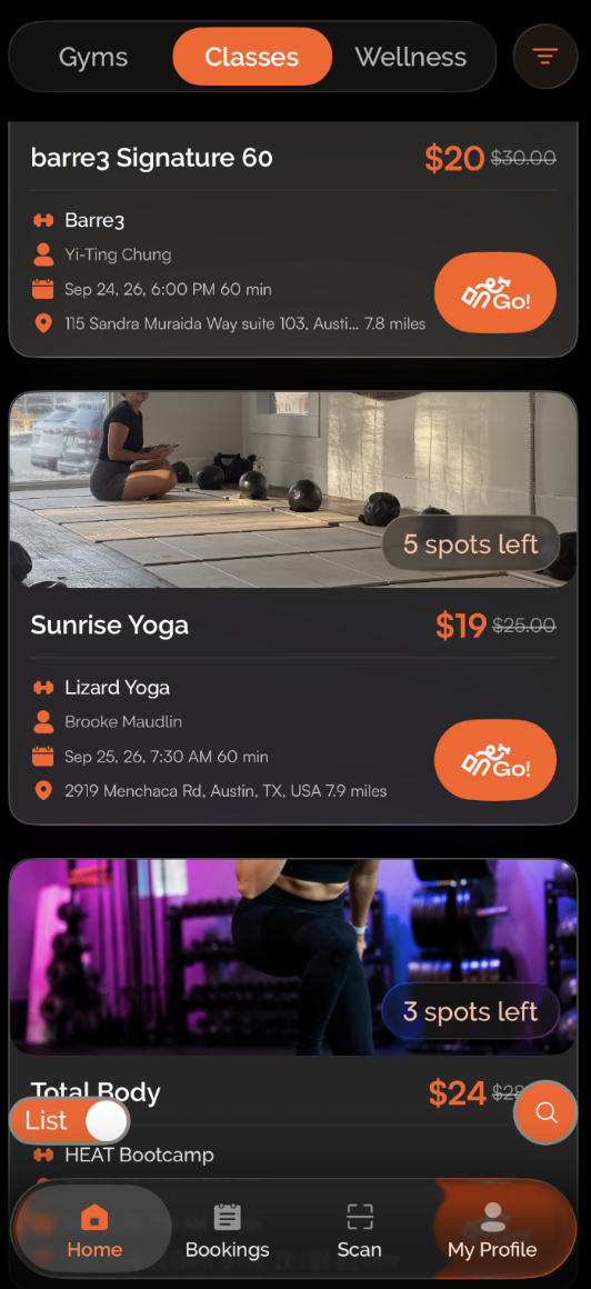 Goer app screenshot