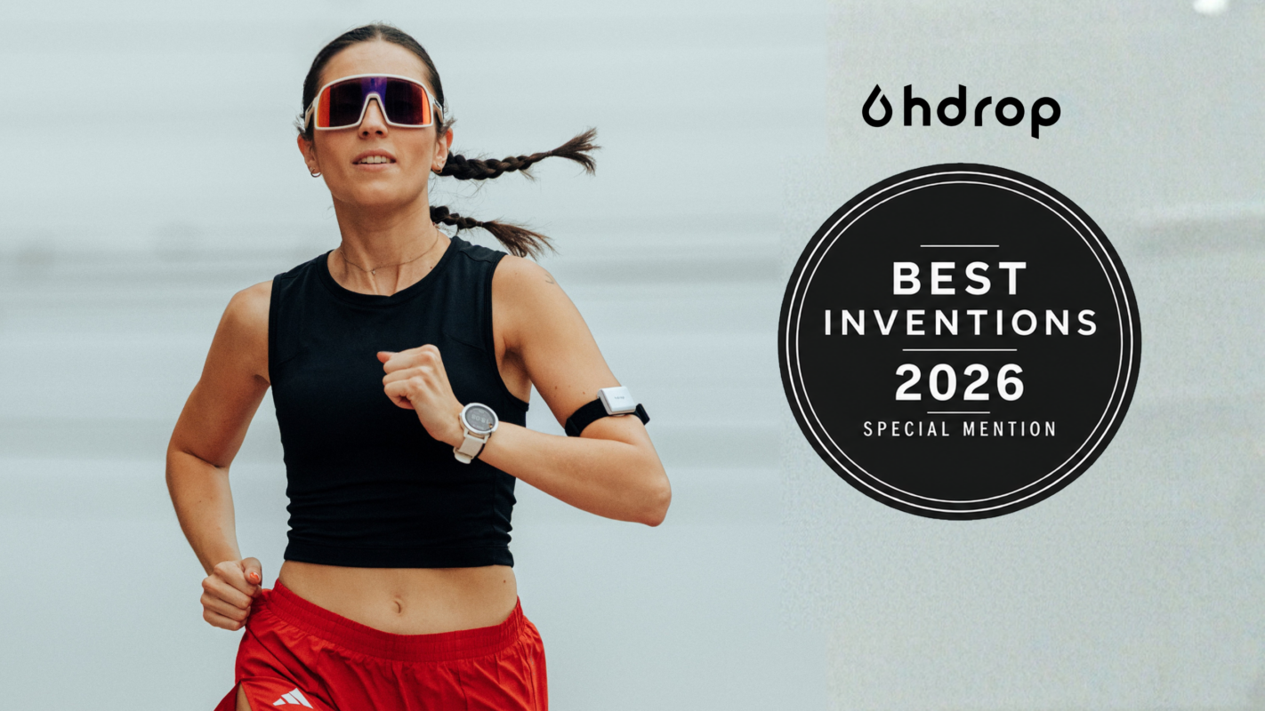 Woman running with hDrop wearable