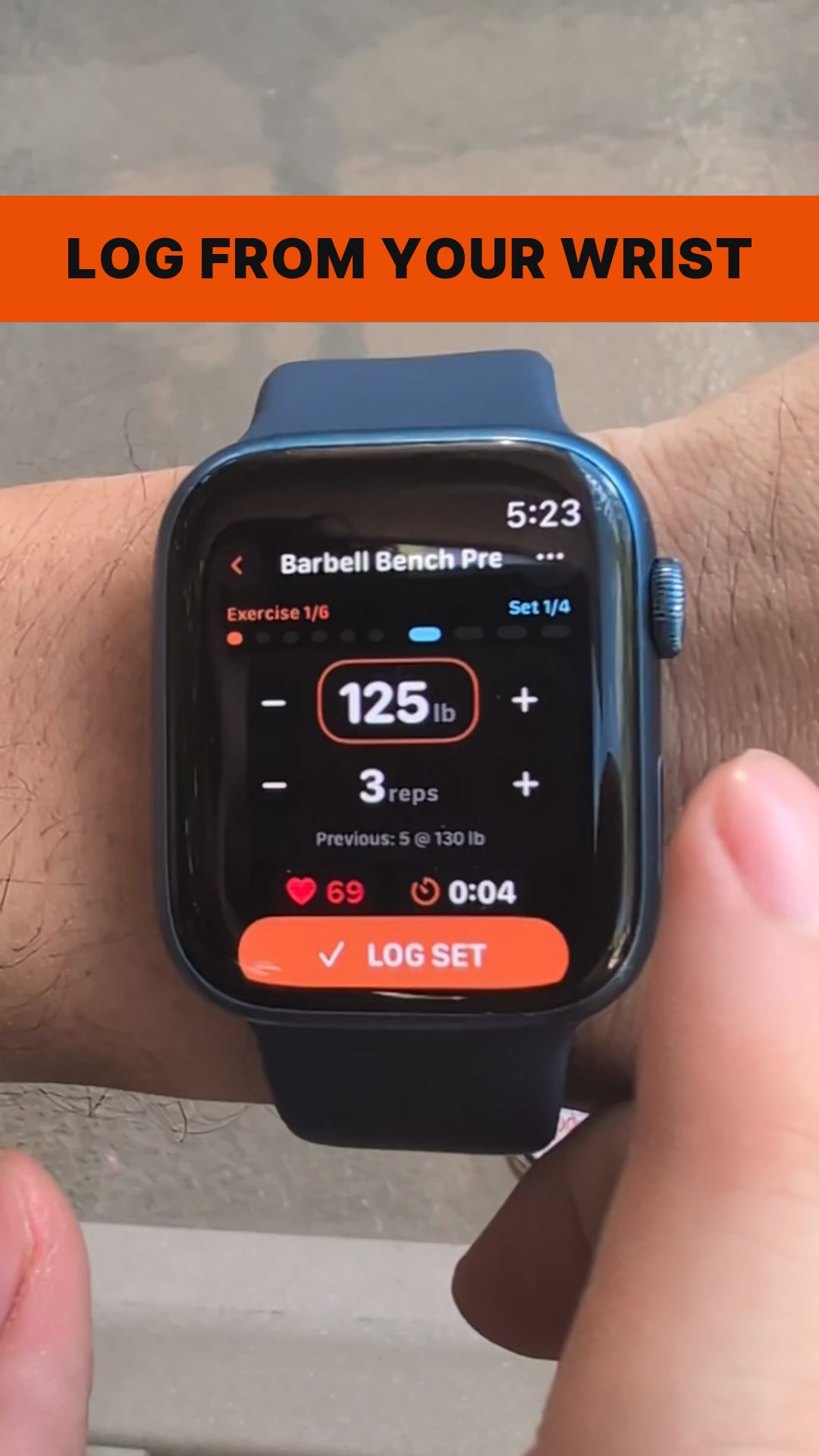 Logging a workout via Massiv on a watch